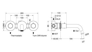 Смеситель встраиваемый для раковины Timo Saona 2381/17SM с термостатом золото матовое